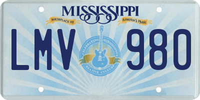 MS license plate LMV980