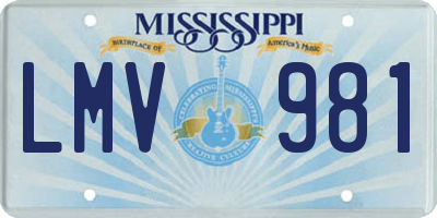 MS license plate LMV981