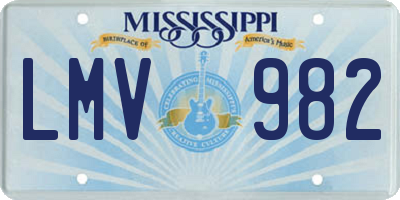 MS license plate LMV982