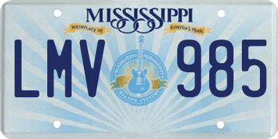 MS license plate LMV985