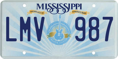 MS license plate LMV987