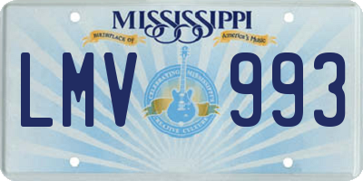 MS license plate LMV993