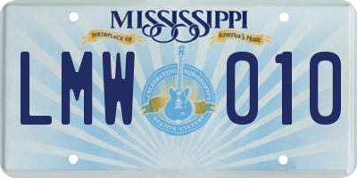 MS license plate LMW010