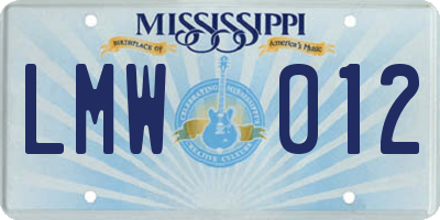 MS license plate LMW012