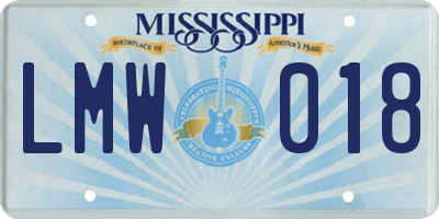 MS license plate LMW018