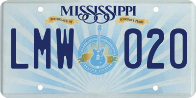 MS license plate LMW020