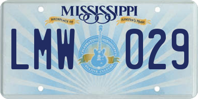 MS license plate LMW029