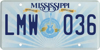 MS license plate LMW036