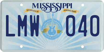 MS license plate LMW040