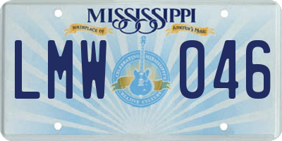 MS license plate LMW046