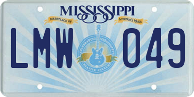 MS license plate LMW049
