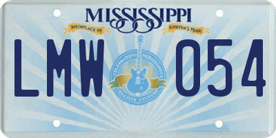 MS license plate LMW054