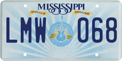 MS license plate LMW068