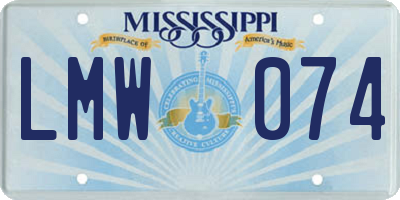 MS license plate LMW074