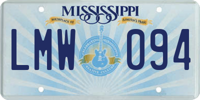 MS license plate LMW094