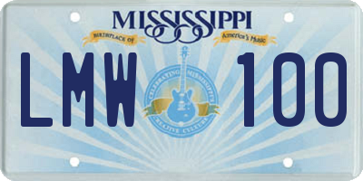 MS license plate LMW100