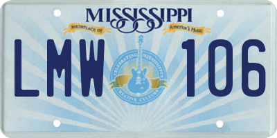 MS license plate LMW106