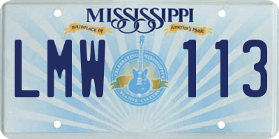 MS license plate LMW113