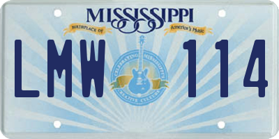 MS license plate LMW114