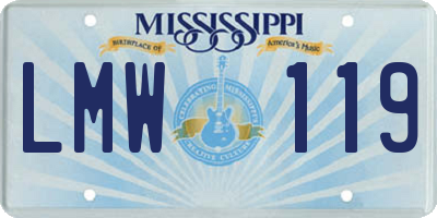 MS license plate LMW119