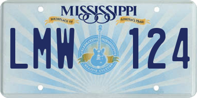 MS license plate LMW124