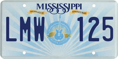 MS license plate LMW125