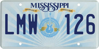 MS license plate LMW126