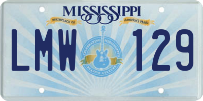 MS license plate LMW129