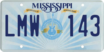 MS license plate LMW143