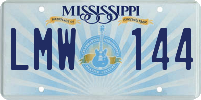 MS license plate LMW144
