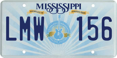 MS license plate LMW156