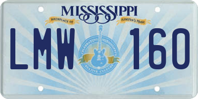 MS license plate LMW160