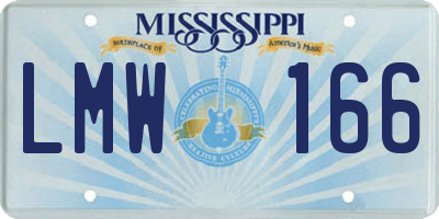 MS license plate LMW166