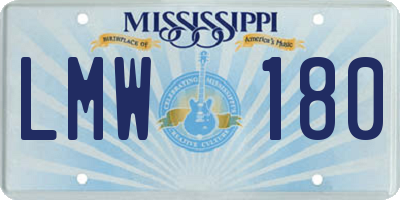 MS license plate LMW180