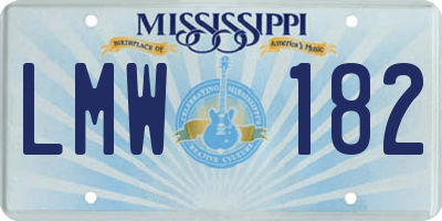 MS license plate LMW182
