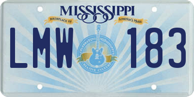 MS license plate LMW183