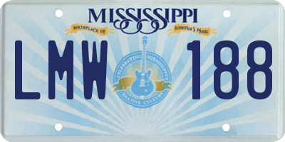 MS license plate LMW188