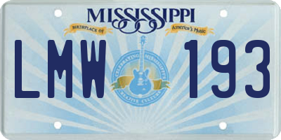 MS license plate LMW193