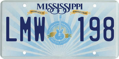 MS license plate LMW198