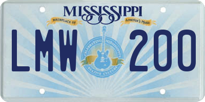 MS license plate LMW200