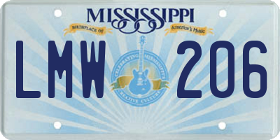 MS license plate LMW206
