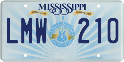 MS license plate LMW210