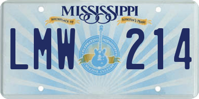 MS license plate LMW214