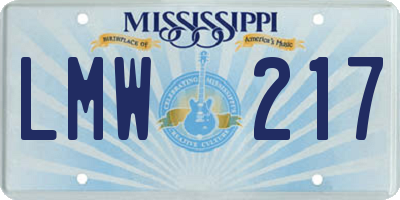 MS license plate LMW217