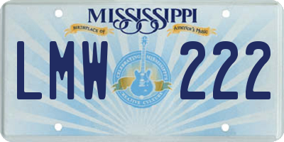 MS license plate LMW222
