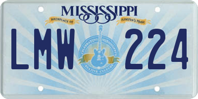 MS license plate LMW224