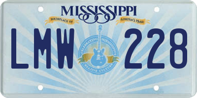 MS license plate LMW228