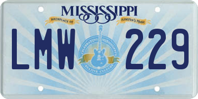 MS license plate LMW229