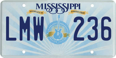 MS license plate LMW236