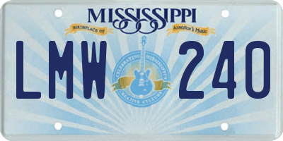 MS license plate LMW240